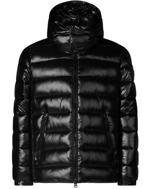 Save The Duck Florian Down Jacket With Lacquered Finish And Removable Hood - Black