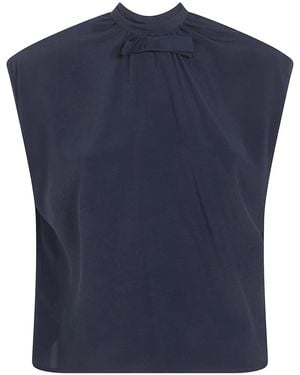 DR. HOPE Silk Blend Bow Blouse - Blue