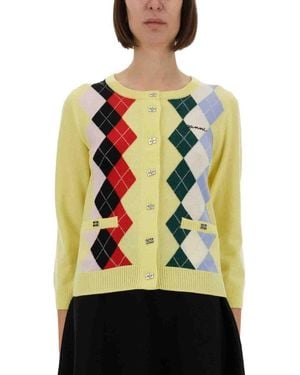 Ganni Check Cardigan - Black