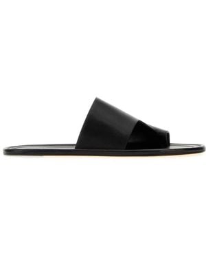 The Row Leather Malick Thong Slippers - Black