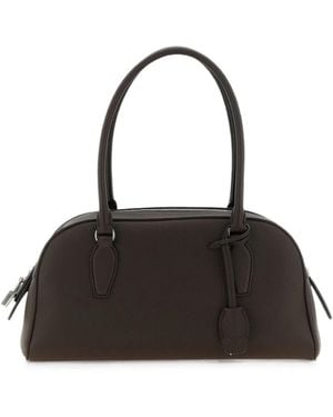 The Row Small India Grained-Leather Tote Bag - Black