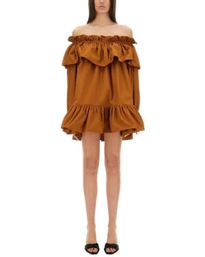 Saint Laurent Sleeve Dress - Brown