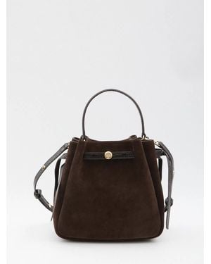 Tory Burch Luxurious Suede Bucket Bag - Black