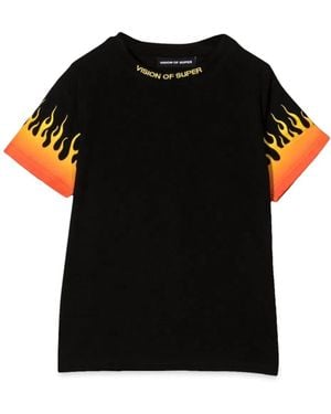 Vision Of Super Tshirt With Shaded Flames - Black