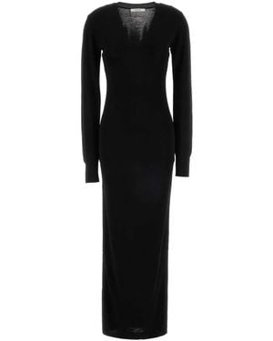 Entire studios Long Sleeve V Neck Midi - Black