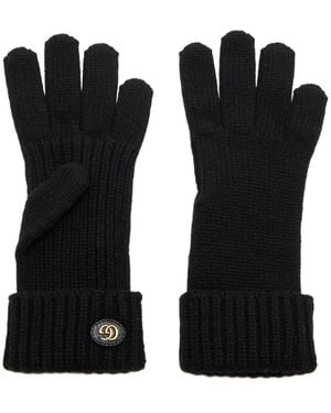 Gucci Wool And Cashmere Gloves With Double G - Black