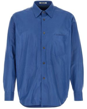 AURALEE Fine Calf Leather Shirt - Blue