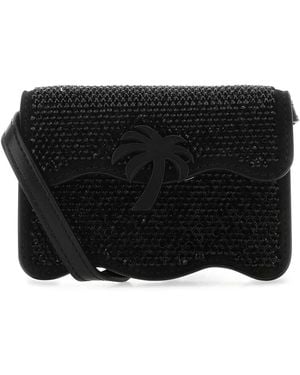 Palm Angels Embellished Leather Micro Palm Beach Crossbody Bag - Black