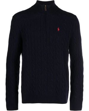 Polo Ralph Lauren Cable-Knit Quarter-Zip Jumper - Blue