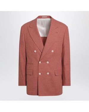 Brunello Cucinelli Peach Doublebreasted Woolblend Jacket - Red