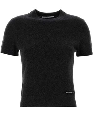 T By Alexander Wang Ss Crewneck Tee W/ Knit Logo Label - Black