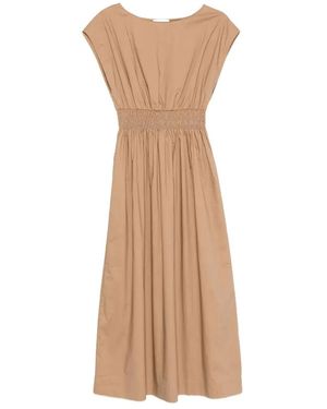 Roberto Collina Elasticated Waist Cotton Midi Dress - Natural