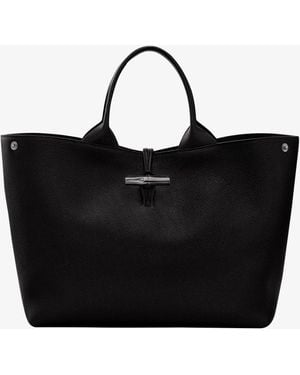 Longchamp Le Roseau Leather Handbag - Black