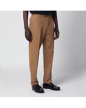PT01 Biscuitcolored Cotton Trousers - Brown