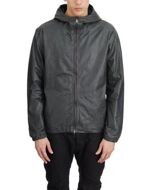 Giorgio Brato Leather Jacket With Hood - Gray