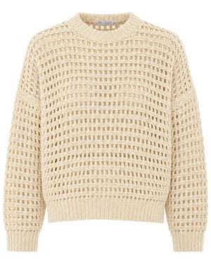 Brunello Cucinelli Mesh-Knit Pullover - Natural