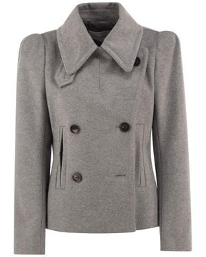7 For All Mankind Double-Breasted Wool-Blend Jacket - Grey