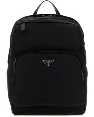 Prada Re-Nylon And Leather Backpack - Black