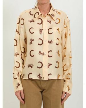 Celine Cropped Printed Shirt - Natural