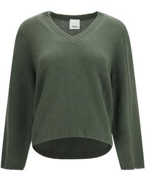 Allude V-Neck Cashmere Sweater Kashmir/Capra Hircus - Green