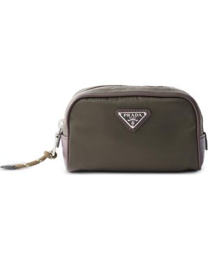 Prada Speedrock Re-Nylon And Leather Pouch - Green