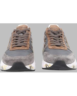 Premiata Charcoal Suede Artistic Sole Accent Trainers - Grey