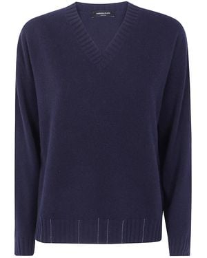 Fabiana Filippi V Neck Jumper With Embrodery - Blue