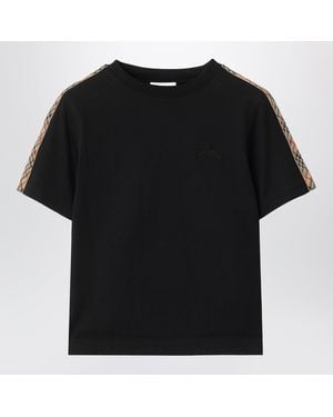 Burberry T-Shirt With Check Pattern Detail - Black