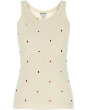 Bottega Veneta Ivory Cotton Blend Tank Top - Natural