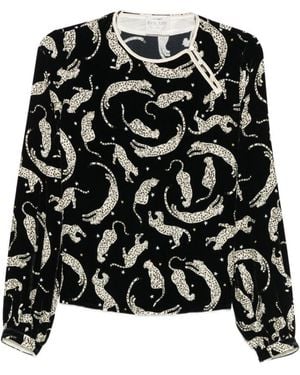 forte_forte Printed Velvet Blouse - Black