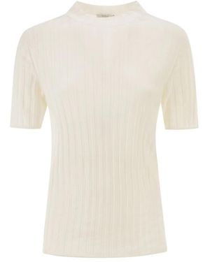 Peserico Short-Sleeved Ribbed Woollen Jumper - White