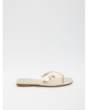 Roger Vivier Crystal Slider Sandals - Natural