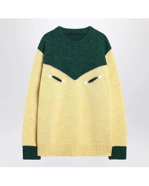 Prada Cream And Emerald Wool Jumper - Yellow