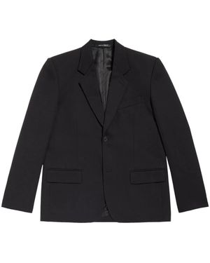 Balenciaga Wool Single-Breasted Blazer Jacket - Black