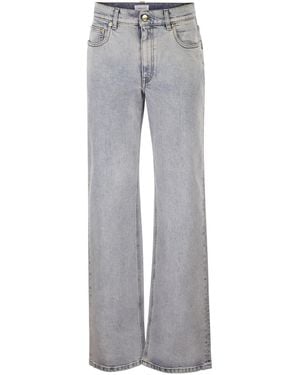 Fabiana Filippi Five-Pocket Denim Trousers With Diamond Detailing - Grey