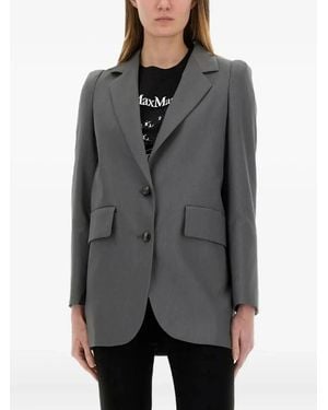 Max Mara Padded-Shoulder Blazer - Gray