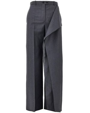 Jil Sander Draped-Effect Fil-À-Fil Wool Trousers - Blue