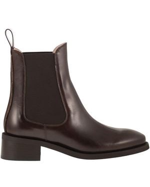 Fabiana Filippi Leather Chelsea Ankle Boots With Low Heel - Brown