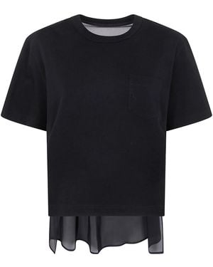 Sacai Nylon Twill Mix Cotton Jersey T-Shirt - Black