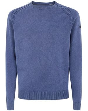 Rrd "Techno" Wash Round Neck 14 Knit Sweater - Blue