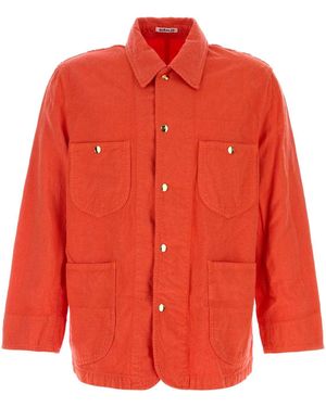 AURALEE Wool Cotton Linen Ox Work Jacket - Red