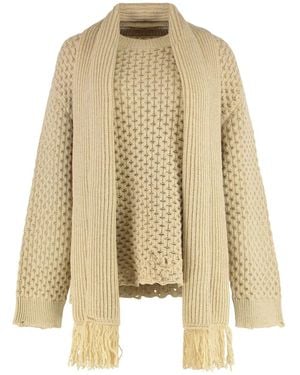 MM6 by Maison Margiela Wool-Blend Crew-Neck Jumper - Natural