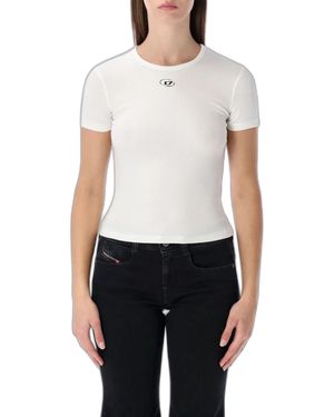 DIESEL Slim Ribbed Logo T-Shirt - White