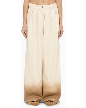 Alanui Wide Ivory Denim Pants - Natural