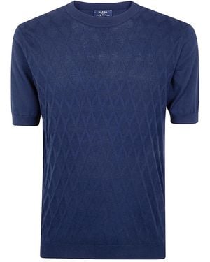 Barba Napoli Embroidered Fancy Round Neck Jumper - Blue