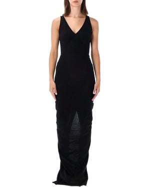 Rick Owens Drkshdw V Neck Column Dress - Black