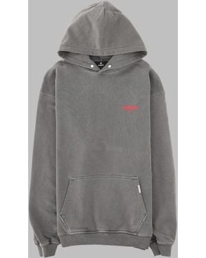 Represent Track Relaxed Fit Washed Cotton Hoodie - Grey