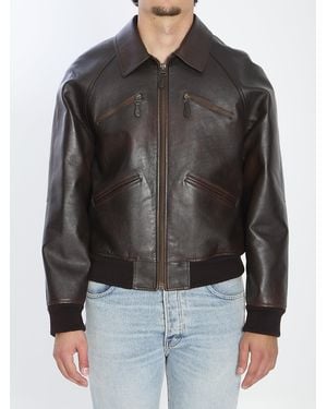 Celine Calf Leather Bomber Jacket - Black