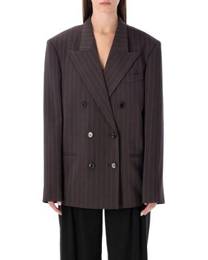 Magda Butrym Pinstripe Double-Breasted Blazer - Grey