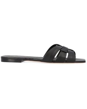 Saint Laurent Leather Flats - Black